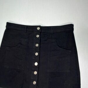 Altard‎ State Women's Black Denim Skirt Front Button Pockets Mini Casual Medium